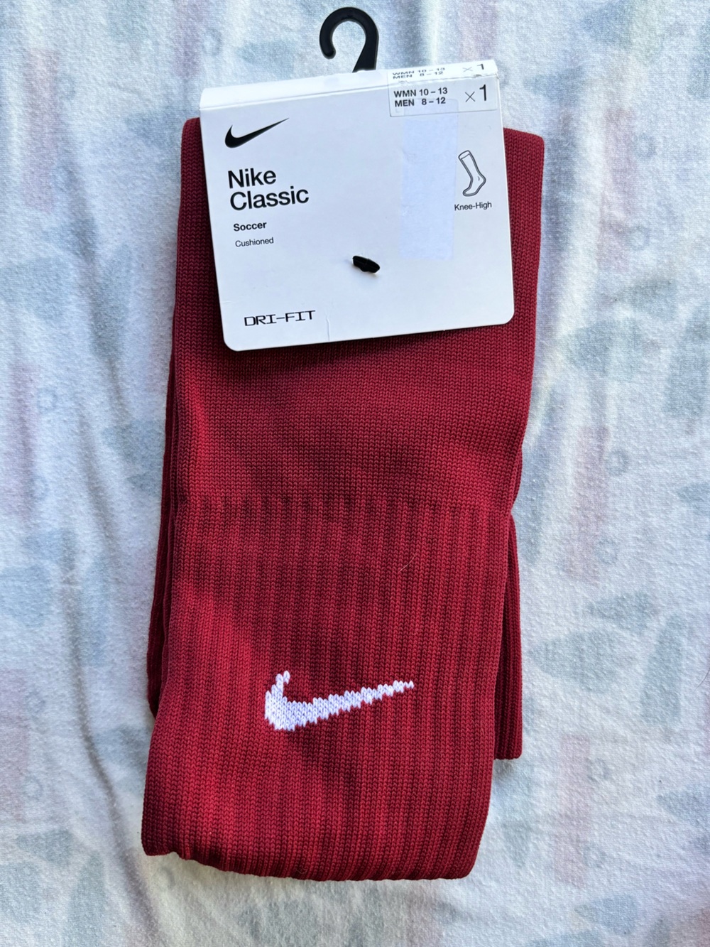 Nike Red Classic Dri-FIT Knee-High Soccer Socks with White Swoosh